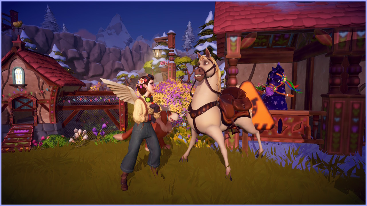 Character with decorated horse at Wishblossom Ranch